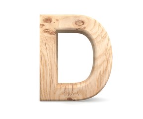 3D decorative wooden Alphabet, capital letter D