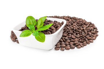 Roasted coffee beans isolated on a white background cutout