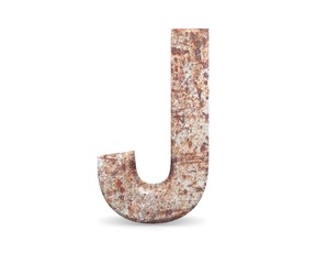 3D decorative Letter from an old rusty metal Alphabet, capital letter J