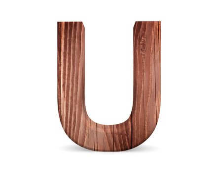 3D decorative wooden Alphabet, capital letter U