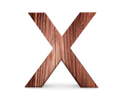 3D decorative wooden Alphabet, capital letter X