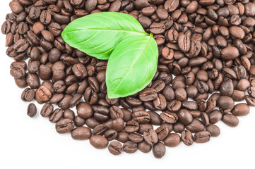 Roasted coffee beans on a white background. Clipping path