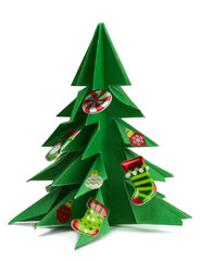 Christmas tree and toys and Christmas presents isolated on white background