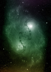 Stars, dust and gas nebula in a far galaxy