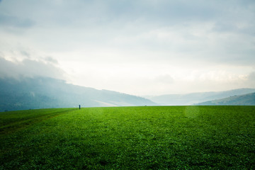 A beautiful misty Slovakian mountain scenery in Low Tatras
