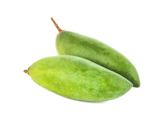Green mango on a white background