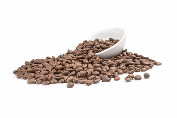 Coffee beans on a white background. Clipping path