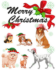 Christmas card template with cute dogs
