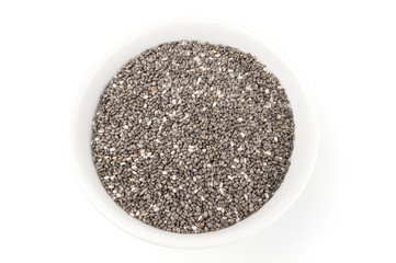 Pile of chia seeds isolated on a white background cutout