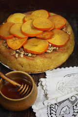 Persimmon cake and honey
