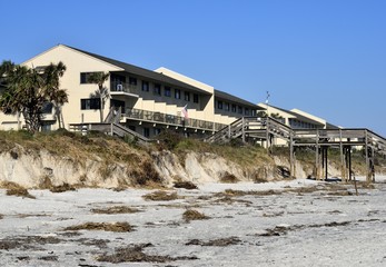 Beach erosion caused by hurricane Matthew hitting along the east coast of Florida, USA.