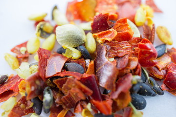 七味唐辛子のクローズアップ