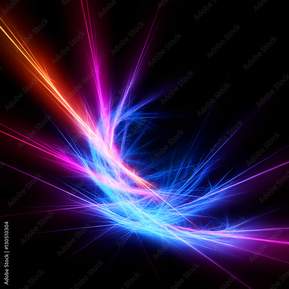 Poster Abstract fractal with bright shining rays
