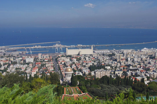 Haifa, Israel. View from the top of Carmel mountain. 