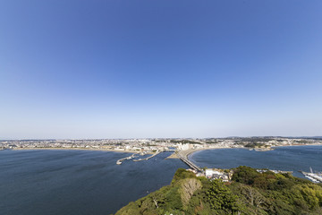 View of Enoshima Island From the Observation Deck at Samuel cocking garden - Kamakura, Japan