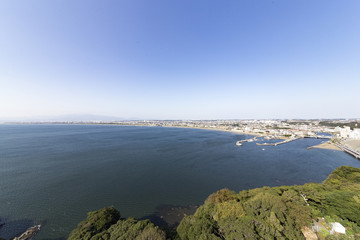 View of Enoshima Island From the Observation Deck at Samuel cocking garden - Kamakura, Japan