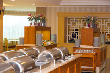 banquet table with chafing dish heaters