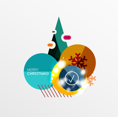Round Christmas sale stickers with winter holiday elements