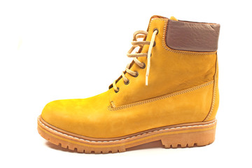New yellow winter boot isolated on white