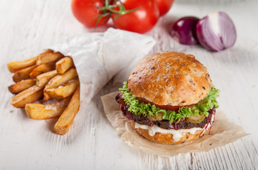 Close-up of home made burgers