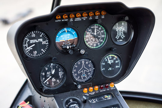 Helicopter Cockpit Flight Instrument Panel Gauges