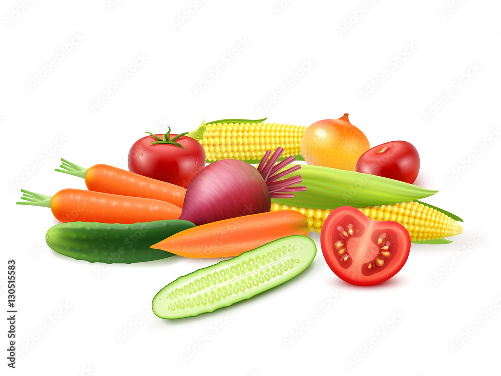 Sticker Colorful Fresh Vegetables Template