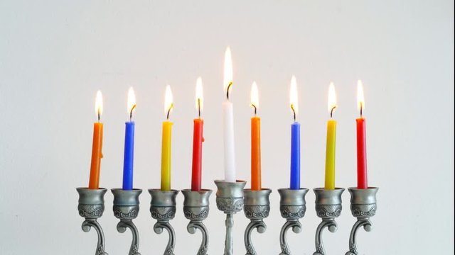 Time lapse - Hanukkah candles burning