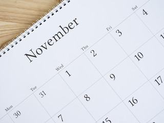 November on white calendar page 2 - obrazy, fototapety, plakaty