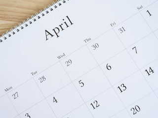 April on white calendar page 2