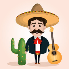 mexican mariachi character classic vector illustration design