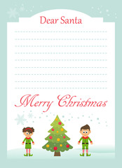 christmas postcard to santa with cartoon elfs