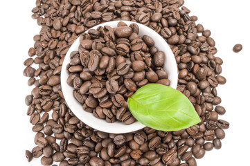 Brown coffee beans isolated on a white background cutout