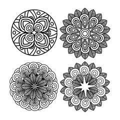 set mandala art decorative icon vector illustration design