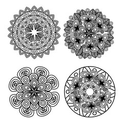 set mandala art decorative icon vector illustration design