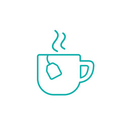 cup of tea with steam hot drink line icon blue on white