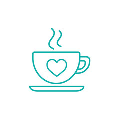 cup of coffee tea with steam line icon blue on white