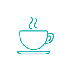 cup of coffee tea with steam line icon blue on white