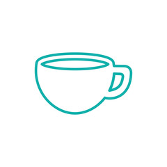 cup of coffee tea line icon blue on white