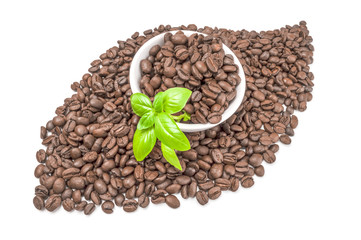 Coffee beans on a white background. Clipping path