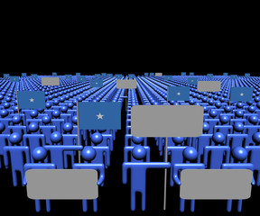 Obraz premium Crowd of people with signs and Somalian flags illustration