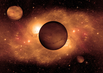 Obraz premium Stars, dust and gas nebula in a far galaxy