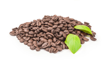 Coffee grains on a white background. Clipping path