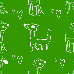 Animal seamless background with cute animals
