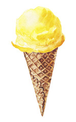 Watercolor banana ice cream  - 130522312