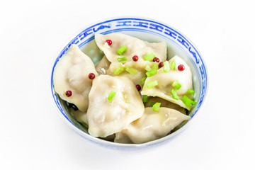 hot dumplings with oil and green onion