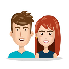 young couple characters icon vector illustration design