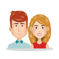 young couple characters icon vector illustration design