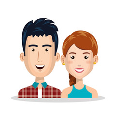 young couple characters icon vector illustration design