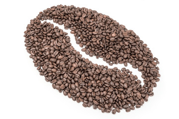 Roasted coffee beans isolated on a white background cutout