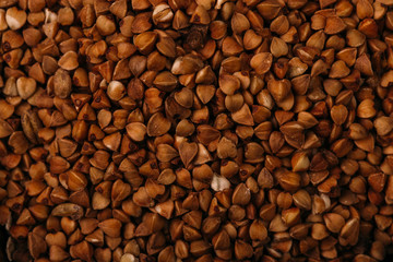 buck wheat background. Top view. Flatlay.